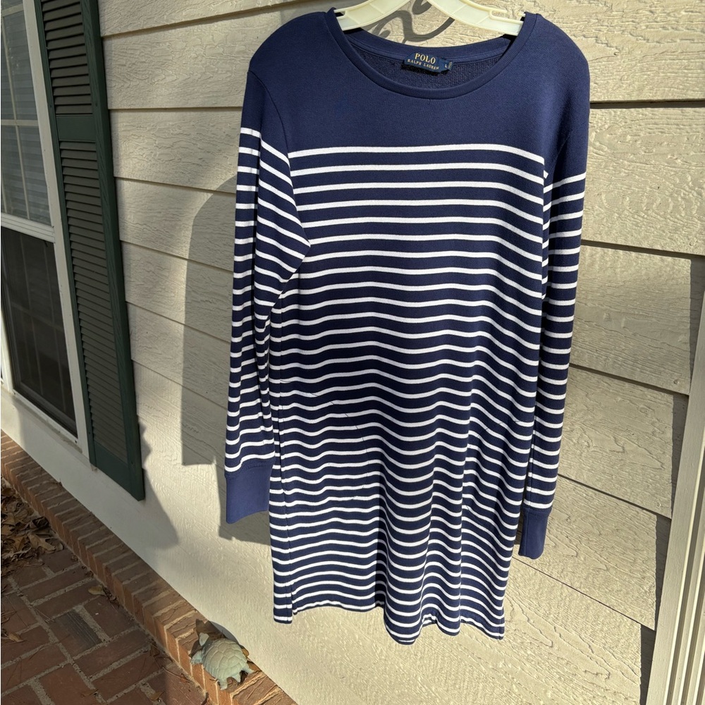 Polo by Ralph Lauren Blue and White Striped Dress size L